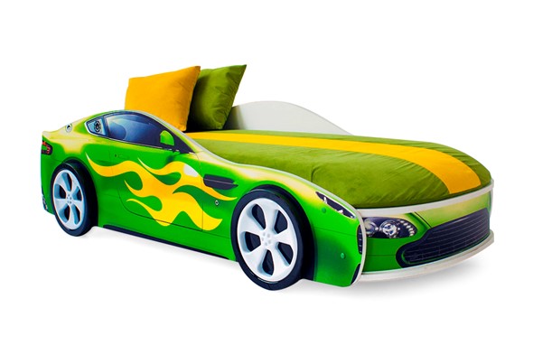 Кровать-машина детская Бондимобиль зеленый в Новосибирске - изображение