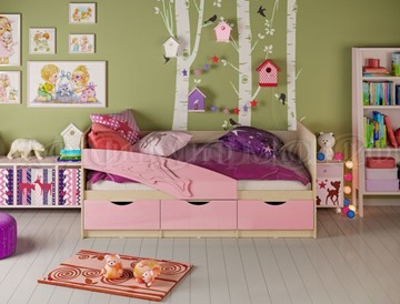 Детская кровать Дельфин, Розовый глянец 80х160 в Новосибирске