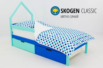 Кровать-домик детская мини Skogen мятно-синий в Новосибирске