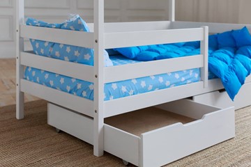 Двухэтажная детская кровать Домик с ящиками, цвет белый в Новосибирске - предосмотр 3