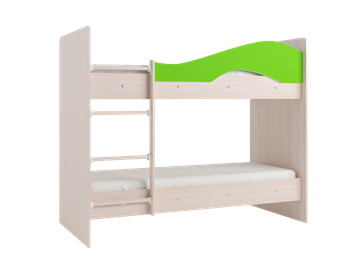Двухэтажная детская кровать Мая на щитах со шкафом и ящиками, корпус Млечный дуб, фасад Салатовый в Новосибирске - предосмотр 3