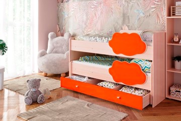 Двухэтажная детская кровать Соник 1.6 с ящиком, Оранжевый в Новосибирске - предосмотр