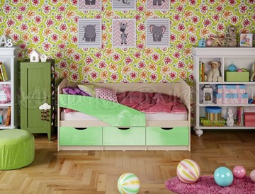 Кровать детская Бабочки 800*1600, Салатовый глянец в Новосибирске