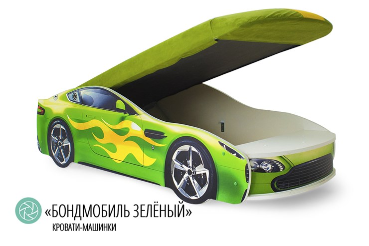Кровать-машина детская Бондимобиль зеленый в Новосибирске - изображение 1