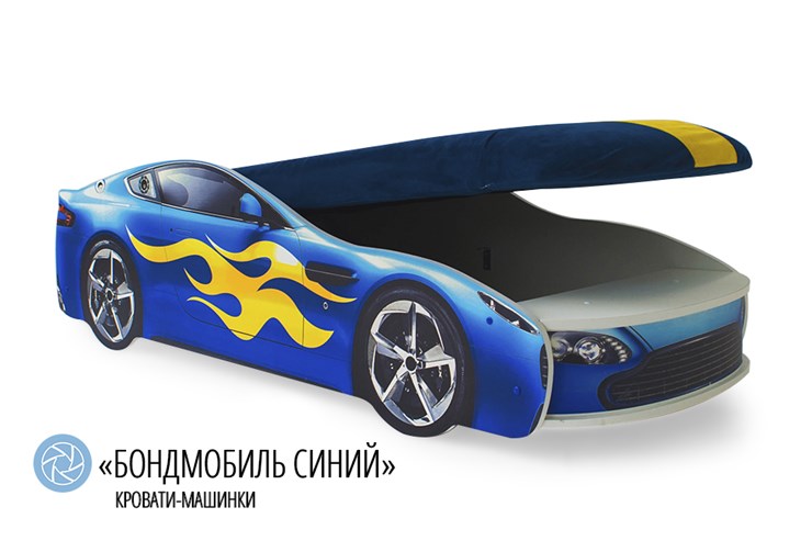 Детская кровать-машина Бондимобиль синий в Новосибирске - изображение 1