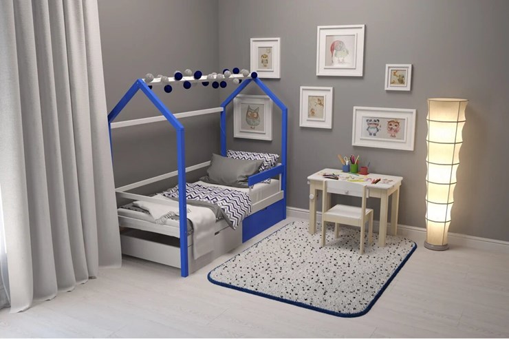 Детская кровать-домик Svogen сине-белый в Новосибирске - изображение 6