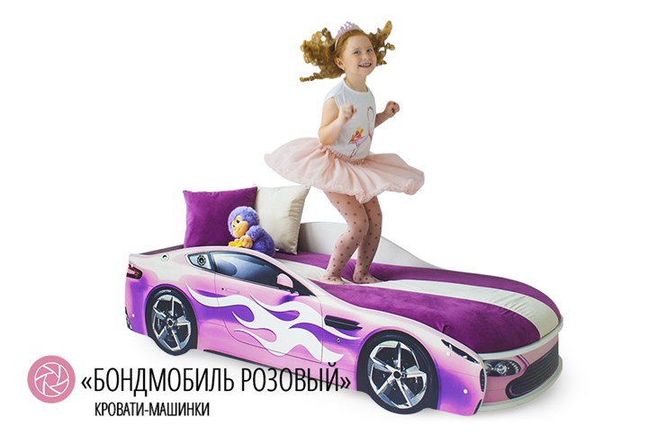 Кровать-машина Бондимобиль розовый в Новосибирске - изображение 2