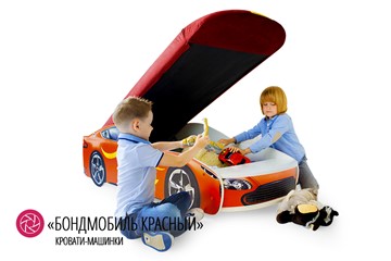 Кровать-машина детская Бондимобиль красный в Новосибирске - предосмотр 1