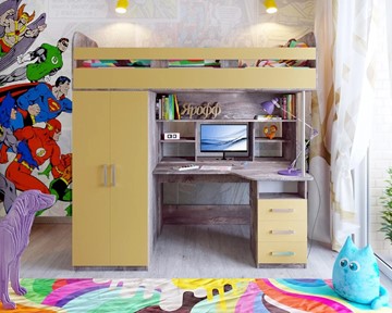 Детская кровать-шкаф Аракс, каркас Бетон, фасад Зира в Новосибирске