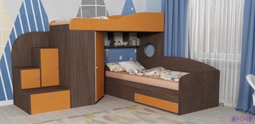 Детская кровать-шкаф Кадет-2, корпус Бодего, фасад Оранжевый в Новосибирске