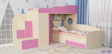 Детская кровать-шкаф Кадет-2, корпус Дуб, фасад Розовый в Новосибирске