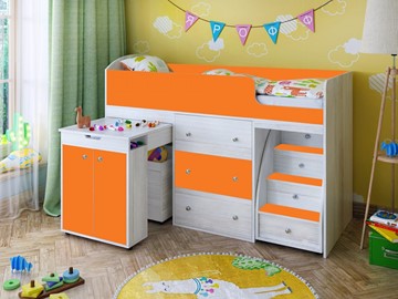 Детская кровать-шкаф Малыш 1600, корпус Винтерберг, фасад Оранжевый в Бердске