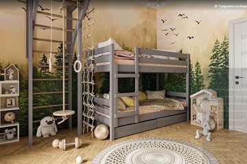 Детская кровать Джуниор двухъярусная с ящиками (Антрацит) в Новосибирске - предосмотр 1
