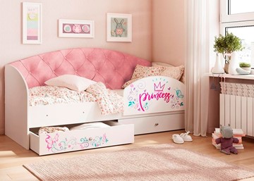 Кровать детская Эльза с бортиком, Розовый (латы) в Новосибирске