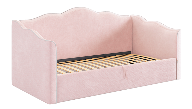 Детская кровать с подъемным механизмом Лея (Софа) 90х200 (нежно-розовый (велюр)/галька (велюр)) в Новосибирске - изображение 2