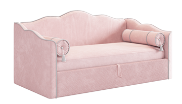 Детская кровать для девочки Лея (Софа) 90х200 (нежно-розовый (велюр)/галька (велюр)) в Новосибирске