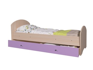 1-спальная детская кровать Мозайка без бортиков, корпус Млечный дуб/фасад Ирис (щиты) в Новосибирске
