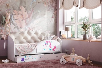 Односпальная детская кровать Звездочка с бортиком, Бежевый в Новосибирске - предосмотр