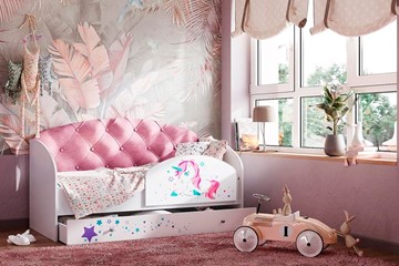 Односпальная детская кровать Звездочка с бортиком, Розовый в Новосибирске - предосмотр