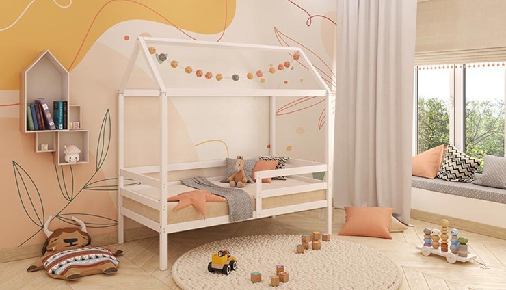 Кровать-домик POLINI Kids Simple 950 Белый в Новосибирске - изображение 8