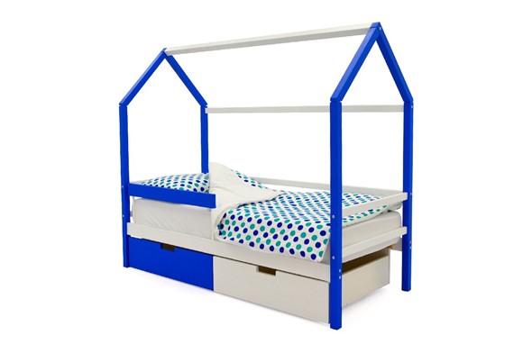 Детская кровать-домик Svogen сине-белый в Новосибирске - изображение