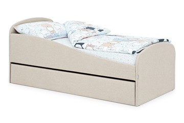 Мягкая кровать с ящиком Letmo карамель (рогожка) в Новосибирске