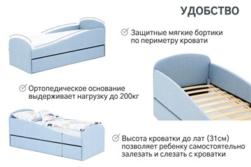 Кровать в детскую с ящиком Letmo небесный (рогожка) в Новосибирске - предосмотр 1