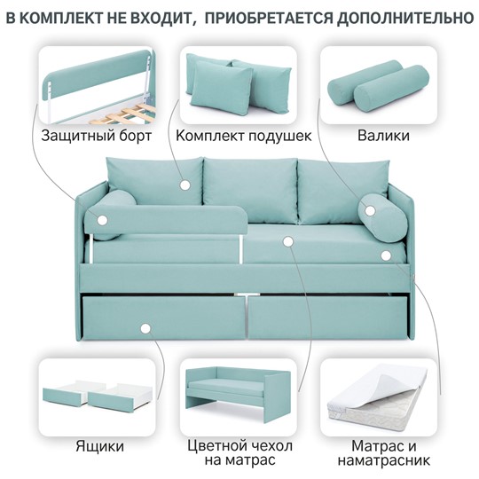 Мягкая кровать Soffal эвкалипт (микрошенилл) в Новосибирске - изображение 17