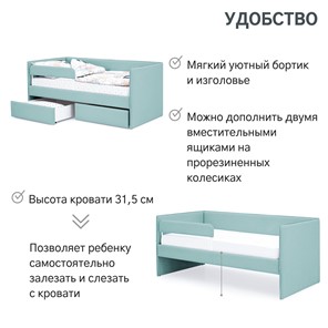 Мягкая кровать Soffal эвкалипт (микрошенилл) в Новосибирске - предосмотр 18