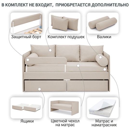 Мягкая кровать Soffal холодный бежевый (микрошенилл) в Новосибирске - изображение 17
