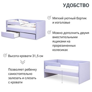 Мягкая кровать Soffal нежная сирень (микрошенилл) в Новосибирске - предосмотр 19