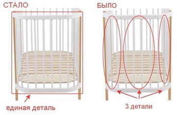 Кроватка детская POLINI Kids Simple 350 Белый / Бук в Новосибирске - предосмотр 16