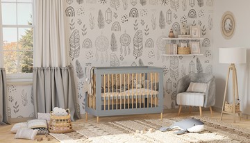 Кровать для новорожденных POLINI Kids Simple 360 Серый / Натуральный в Новосибирске - предосмотр 7