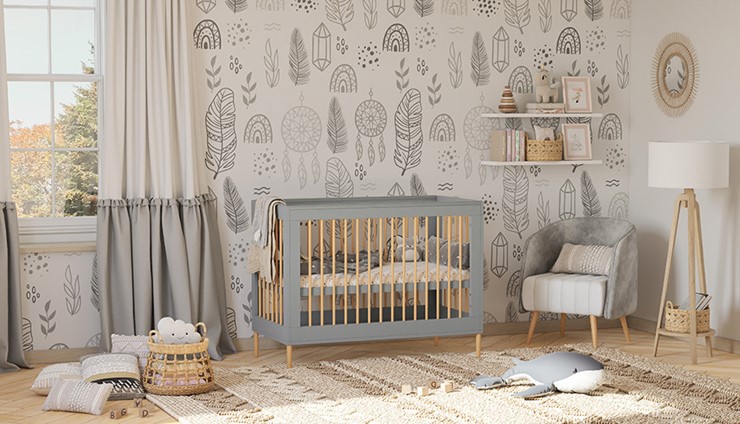 Кровать для новорожденных POLINI Kids Simple 360 Серый / Натуральный в Новосибирске - изображение 7