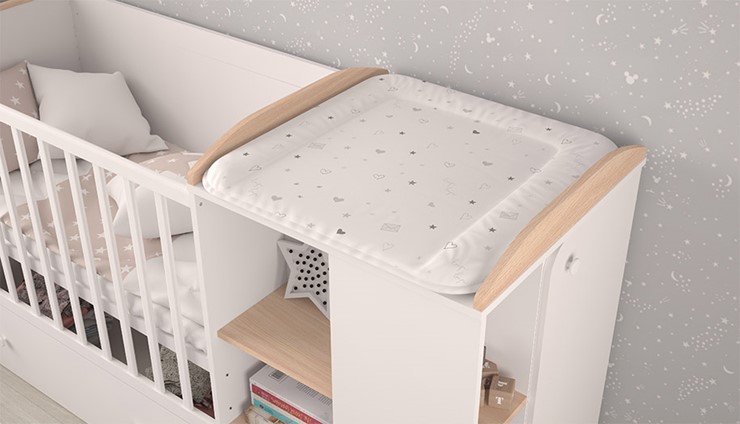 Детская кровать-трансформер с комодом POLINI Kids Ameli 800 Белый / Дуб пастельный, серия AMELI в Новосибирске - изображение 4