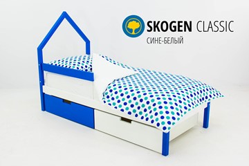 Детская кровать-домик мини Skogen сине-белый в Новосибирске - предосмотр
