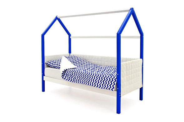 Детская кровать-домик «Svogen сине-белый» мягкая в Новосибирске - изображение