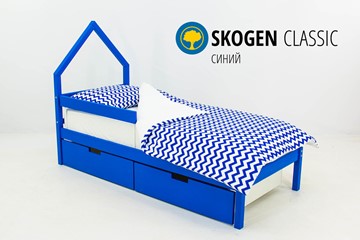Кровать-домик детская мини Skogen синия в Новосибирске - предосмотр
