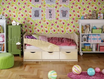 Детская кровать Бабочки 800*1800, Ваниль глянец в Новосибирске