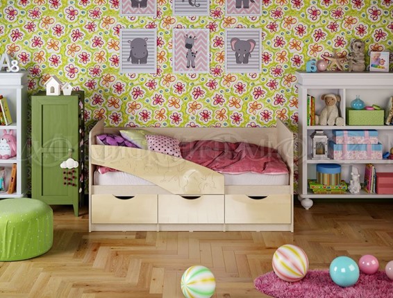 Детская кровать Бабочки 800*1800, Ваниль глянец в Новосибирске - изображение