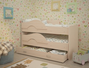 Детская кровать для девочки Радуга 1.6 с ящиком, цвет Млечный дуб в Новосибирске