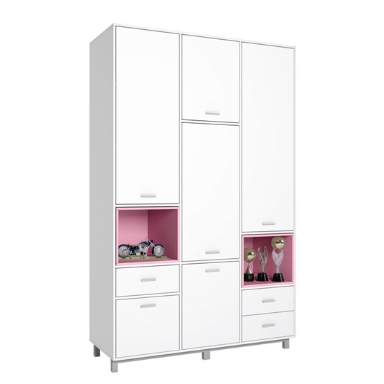 Комплект мебели для детской POLINI Kids Mirum №4 Белый / Серый / Розовый в Новосибирске - изображение 1