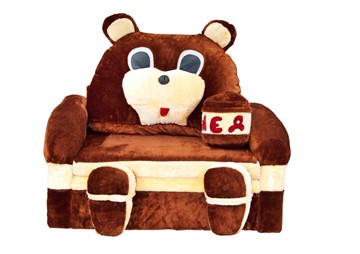 Детский диван Медведь с подушкой, ширина 120 см в Новосибирске