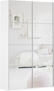 Шкаф 2-х дверный Прайм (Зеркало/Зеркало) 1200x570x2300, белый снег в Бердске