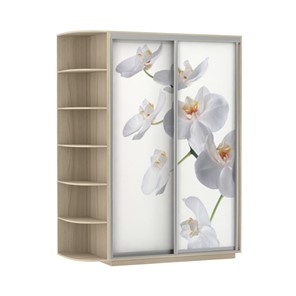 Шкаф 2-х створчатый Экспресс 1900x600x2400, со стеллажом, Орхидея белая/шимо светлый в Новосибирске - предосмотр