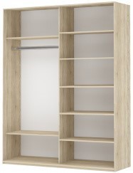 Шкаф 2-дверный Прайм (Белое стекло/Белое стекло) 1400x570x2300, Крафт табачный в Новосибирске - предосмотр 1