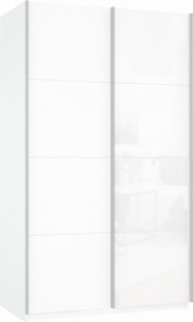 Шкаф Прайм (ДСП/Белое стекло) 1200x570x2300, белый снег в Бердске