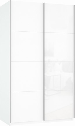 Шкаф Прайм (ДСП/Белое стекло) 1200x570x2300, белый снег в Новосибирске - изображение
