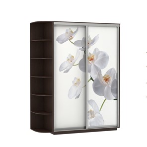Шкаф Экспресс 1900x600x2200, со стеллажом, Орхидея белая/венге в Новосибирске - предосмотр