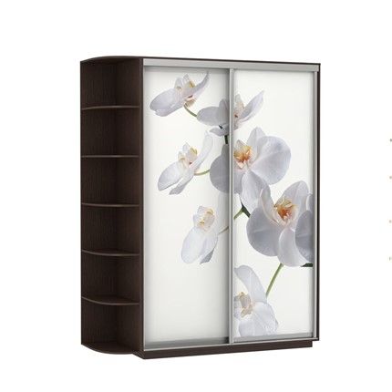 Шкаф Экспресс 1900x600x2200, со стеллажом, Орхидея белая/венге в Новосибирске - изображение